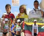 Balciunaite Zivile чемпион марафон, Наиля Yulamanova и Анна Incerti (вторая и третья) Европейской Барселона по легкой атлетике 2010